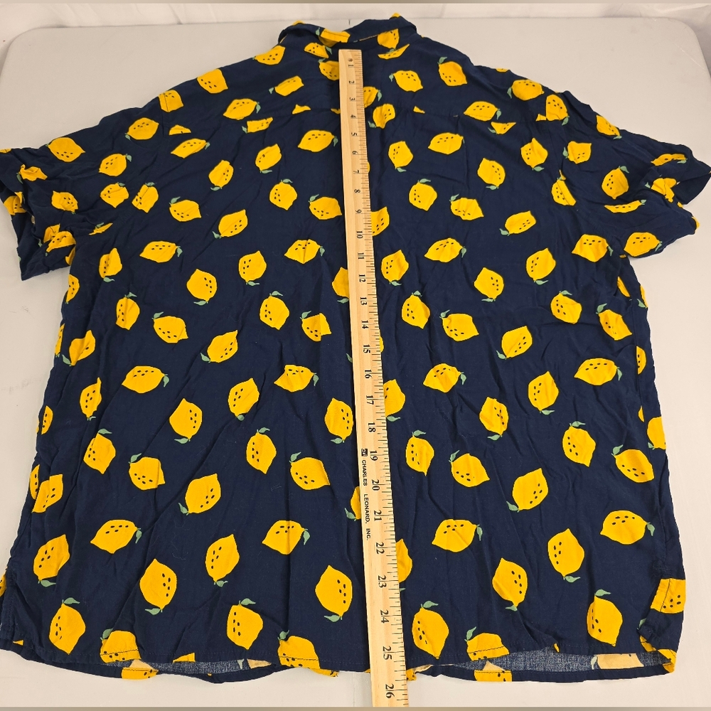 Goodfellow & Co Navy Lemon Print Men's Button Down Shirt Size Large BY-2988 - Picture 6 of 8